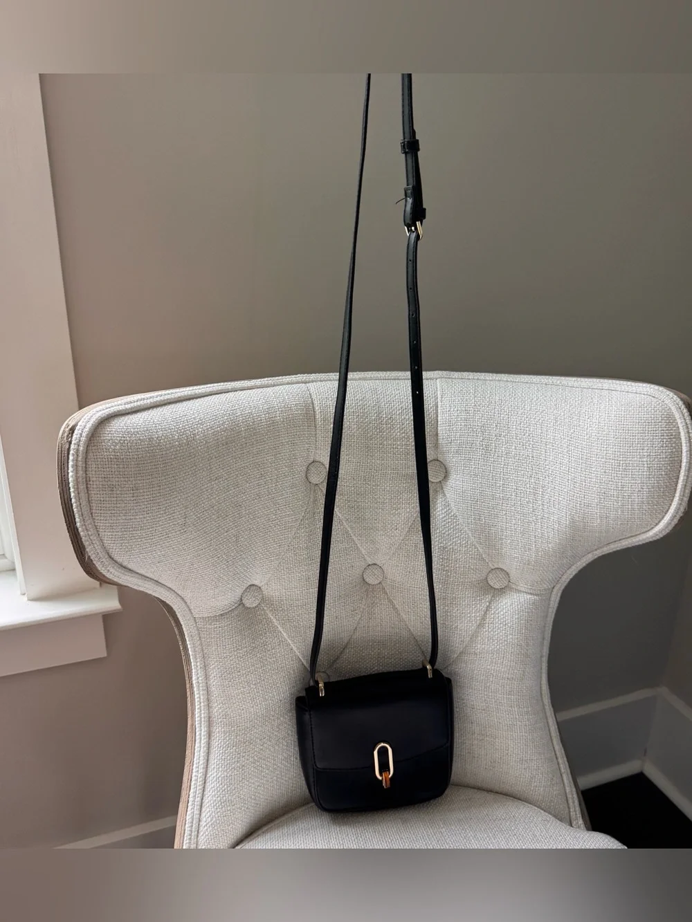 Target Classic Black Mini Crossbody Bag with Gold Hardware and Amber Accent